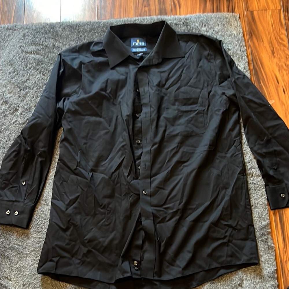 Stafford Black Casual Button Down Shirt